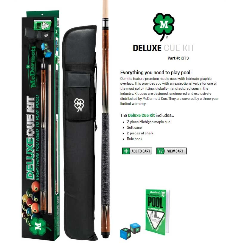 McDermott Deluxe Pool Cue Kit 3 Complete Set 1 McDermott Deluxe Pool Cue Kit 3 Complete Set