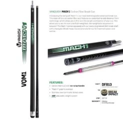McDermott Vanquish Pro Carbon Fiber Break Cue -Billiards Equipment Shop vqm1 mach 1 non wrap